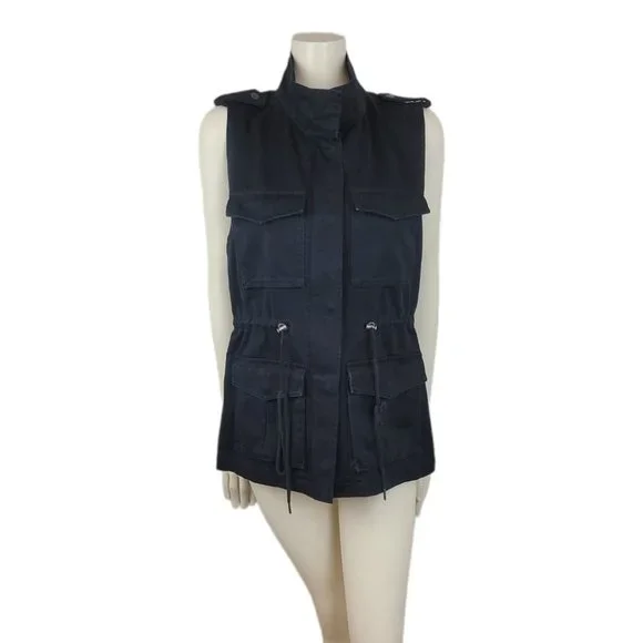 Aritzia Talula Yerwood Utility Vest Flap Pockets Drawstring Waist Epaulet - Picture 2 of 12